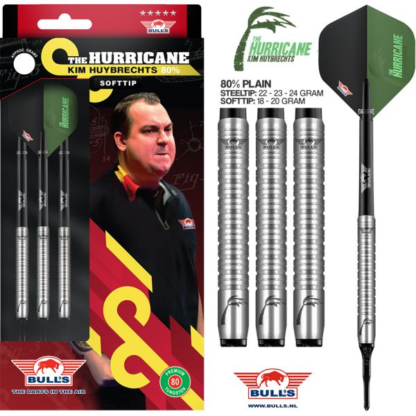 Bull's Kim "The Hurricane" Huybrechts Plain 80% Soft Tip darts