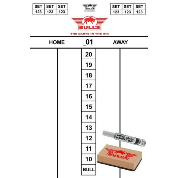 Bull's scorebord 45x30cm met veger en stift