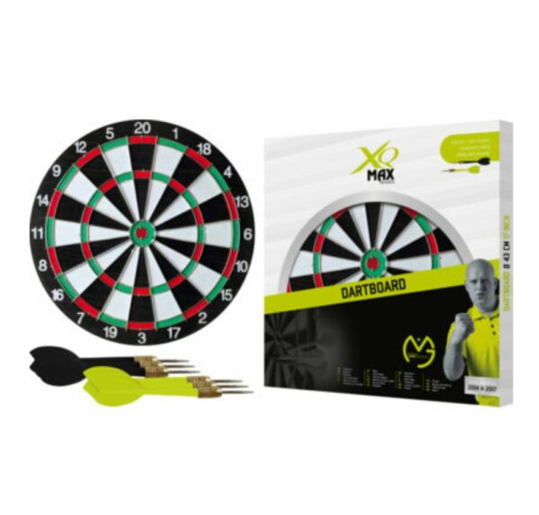Xq Max Mvg Flocked dartbord met pijlen